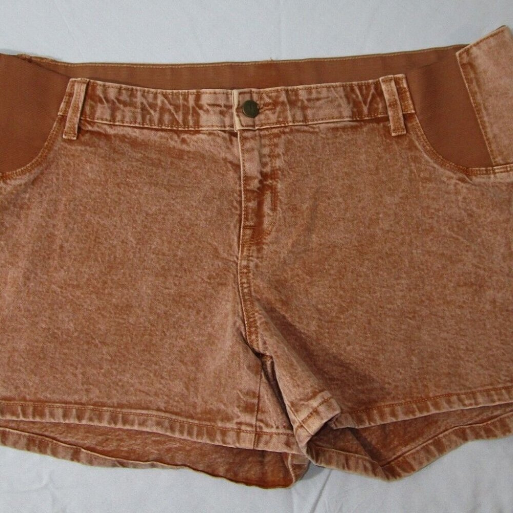 Ingrid & Isabel Rust Brown Maternity Jean Shorts